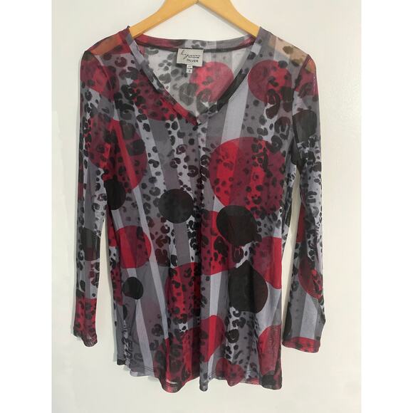 Lynn Ritchie Silver mesh top women’s size S abstract sheer y2k artsy - Picture 1 of 5